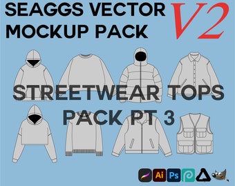 Streetwear Hoodies Jackets Clothing Vector Mockup Bundle Clothing Brand Fashion Design Tool for Adobe Illustrator Adobe Photoshop Procreate