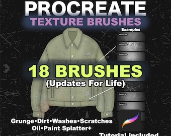 18 Procreate Texture Brushes Streetwear Kleidung Mockup Pack Kleidung Marke Techpack Mode-Design Adobe Illustrator Adobe Photoshop Canva