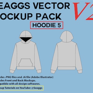 Streetwear Clothing Vector Mockup Hoodie 5 Mockups Clothing Brand Fashion Design Tool for Adobe Illustrator Adobe Photoshop Procreate