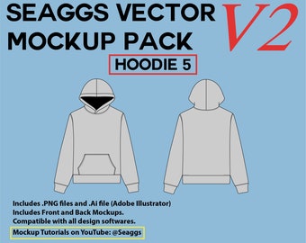 Streetwear Clothing Vector Mockup Hoodie 5 Mockups Clothing Brand Fashion Design Tool for Adobe Illustrator Adobe Photoshop Procreate