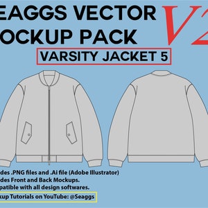 Varsity Jacket Vector Mockup: Streetwear Clothing Design Tool (Adobe Illustrator, Photoshop, Procreate)