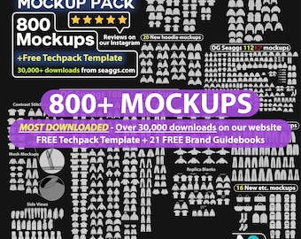Más de 800 maquetas vectoriales de ropa urbana, maquetas de Techpack, diseño de moda de marca, diseño plano, Adobe Illustrator, Adobe Photoshop, Procreate, AI, PNG