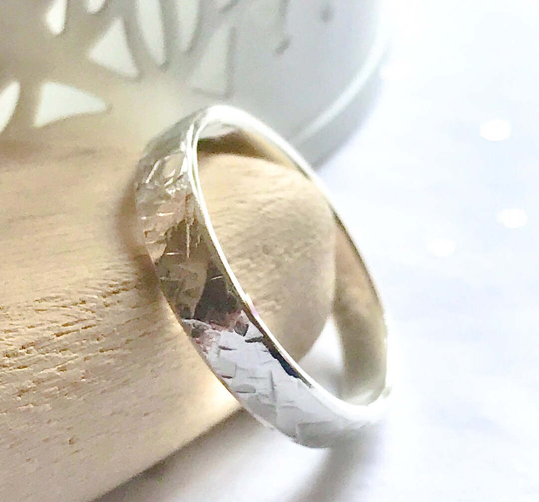 Handmade Hammered Sterling Silver Ring: Unisex Wedding Band - Etsy UK