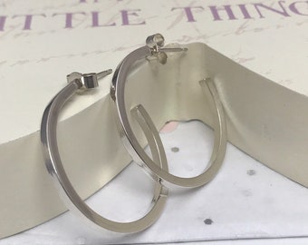 Sterling Silver Hoop Earrings: Square Profile Creole Hoops