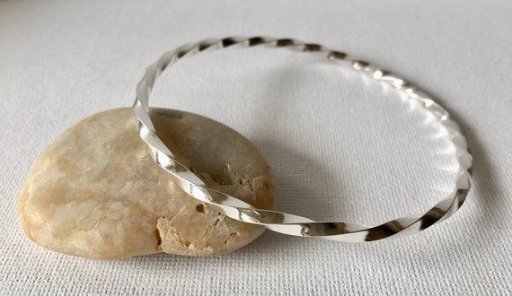 Twisted Square Bangle, 925 Sterling Silver Bangle, Handmade