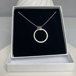 Hammered Sterling Silver Circle Necklace: Minimalist Pendant