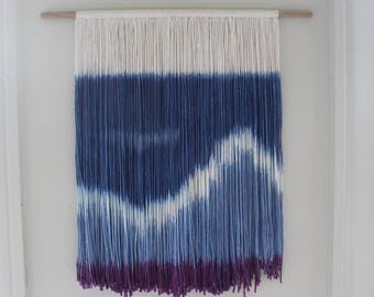 CUSTOM AVAILABLE - SOLD - Handmade Dip Dye Wall Hanging | Fiber Art | Custom Tapestry "Malibu Moon"
