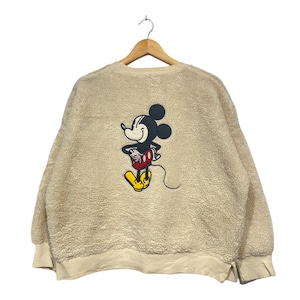 Vintage Mickey Mouse Fleece sweatshirt Embroidery logo