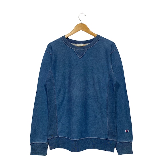 Vintage Champion Reverse Wave Indigo Blue Sweatshirt Pullover 