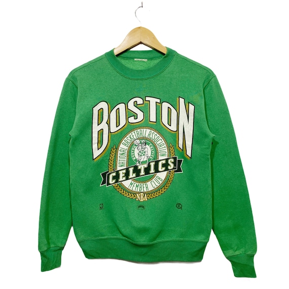 Vintage Boston Celtics Crewneck Sweatshirt - Gray Yellow & Green - HTF