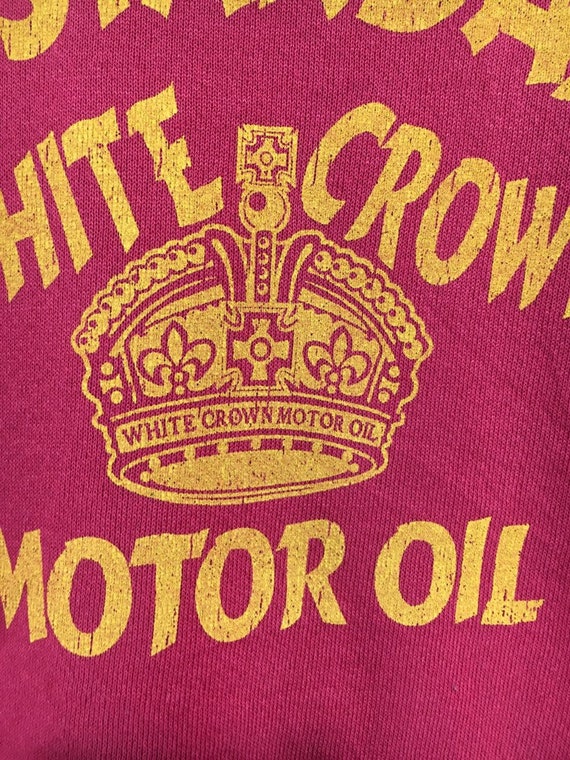 Vintage 80s White Crown Motor Oil Sweatshirt - image 3