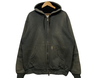 Vintage 1990s Carhartt Full Zip Embroidered Hoodie / 90s Hoodie