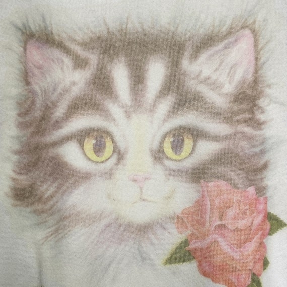 Vintage Raglan Kitty Cat Sweatshirt Pullover Jump… - image 6
