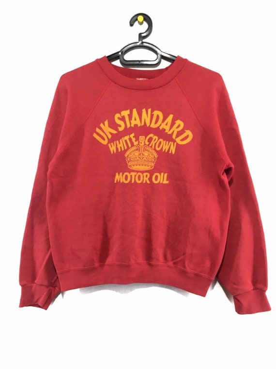 Vintage 80s White Crown Motor Oil Sweatshirt - image 2