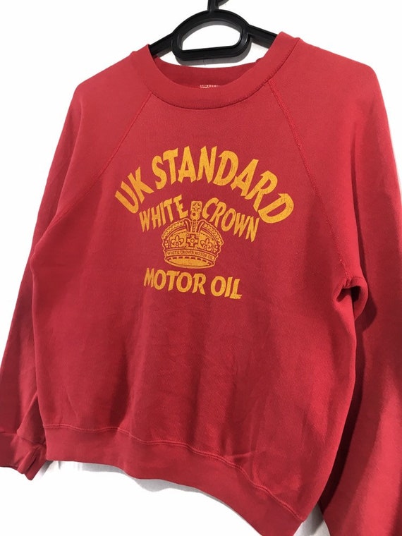 Vintage 80s White Crown Motor Oil Sweatshirt - image 5