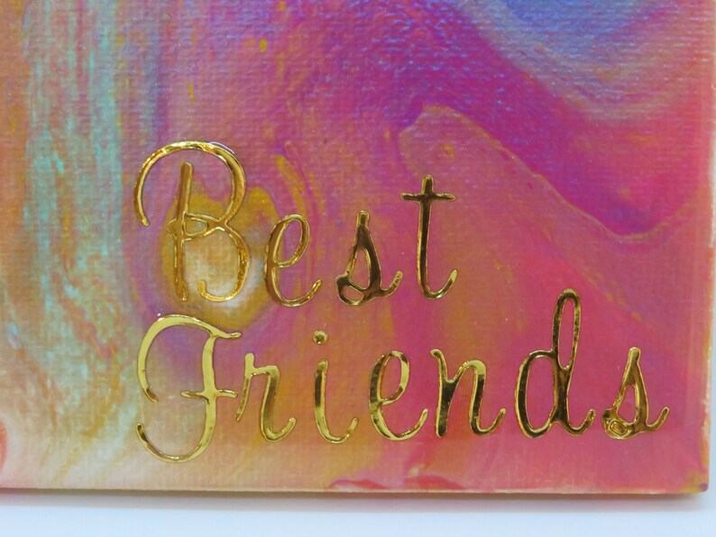 Acrylic Painting 4x4 BEST FRIENDS Mini Painting Etsy