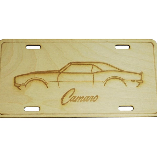 ZSPEC Classic Chevy Camaro SS Silhouette License Plate, Birch, Ornamental