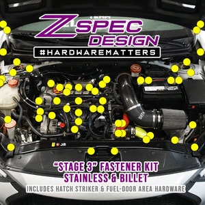ZSPEC &quot;Stage 3&quot; Dress Up Bolts® Fastener Kit for &#39;17-18 Hyundai Elantra, Stainless & Billet