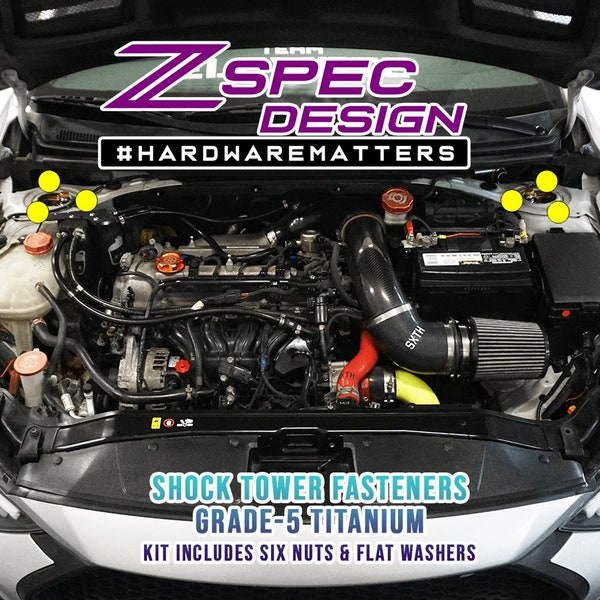 ZSPEC Shock Towers Dress Up Bolts® Fastener Kit for '17+ Hyundai Elantra, Titanium