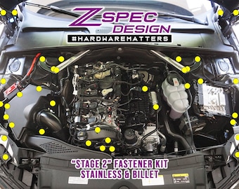 ZSPEC "Stage 2" Dress Up Bolts® Fastener Kit for '16-20 Audi A4 B9 2.0L, Stainless & Billet