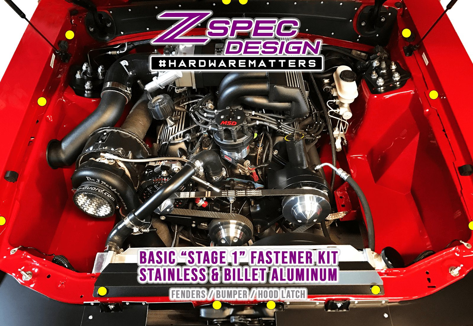 車 パーツ ZSPEC Fenders/bumper/hood Latch Bolt Kit for '87-93 Mustang