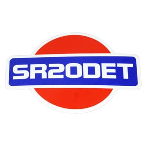 White Vinyl Nissan SR20DET Sticker Decal, 4&quot; x 2.8&quot;