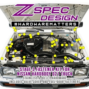 ZSPEC &quot;Stage 3&quot; Engine Bay Fastener Kit for Nissan Hardbody D21 Pickup Truck, Stainless & Billet
