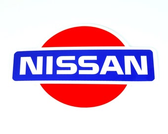 White Vinyl Nissan-Style Sticker Decal, 4" x 2.8"