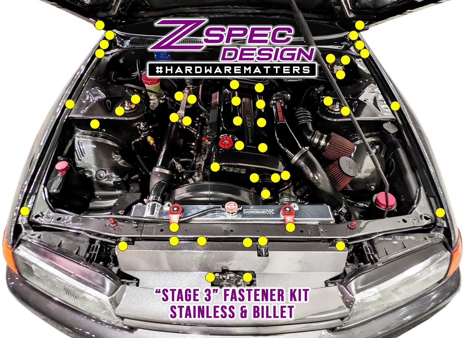 Zspec Stage 3 Dress Up Bolts® Kit pour Nissan Skyline Gt-R/Gtr R32/R33/R34,  Inox & Billet -  France