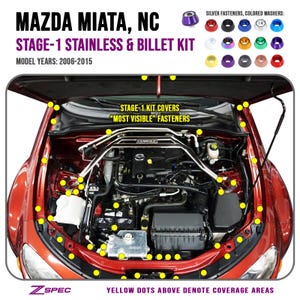 ZSPEC &quot;Stage 1&quot; Dress Up Bolts® Fastener Kit for Mazda Miata NC, Stainless & Billet