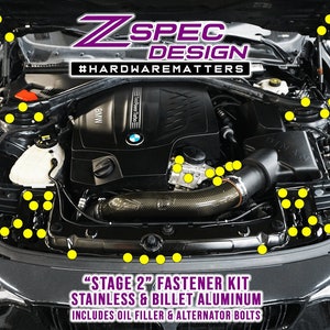 ZSPEC "Stage 2" Dress Up Bolts® Fastener Kit for '14-19 BMW 435i F32 3.0T, Stainless & Billet