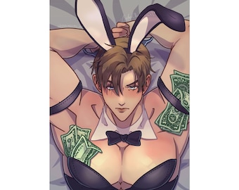 Leon Kennedy Bunny Suit PRINT, Gifts for Boba Mousepad fans, Presents for RE4 fans, Twunk Gifts