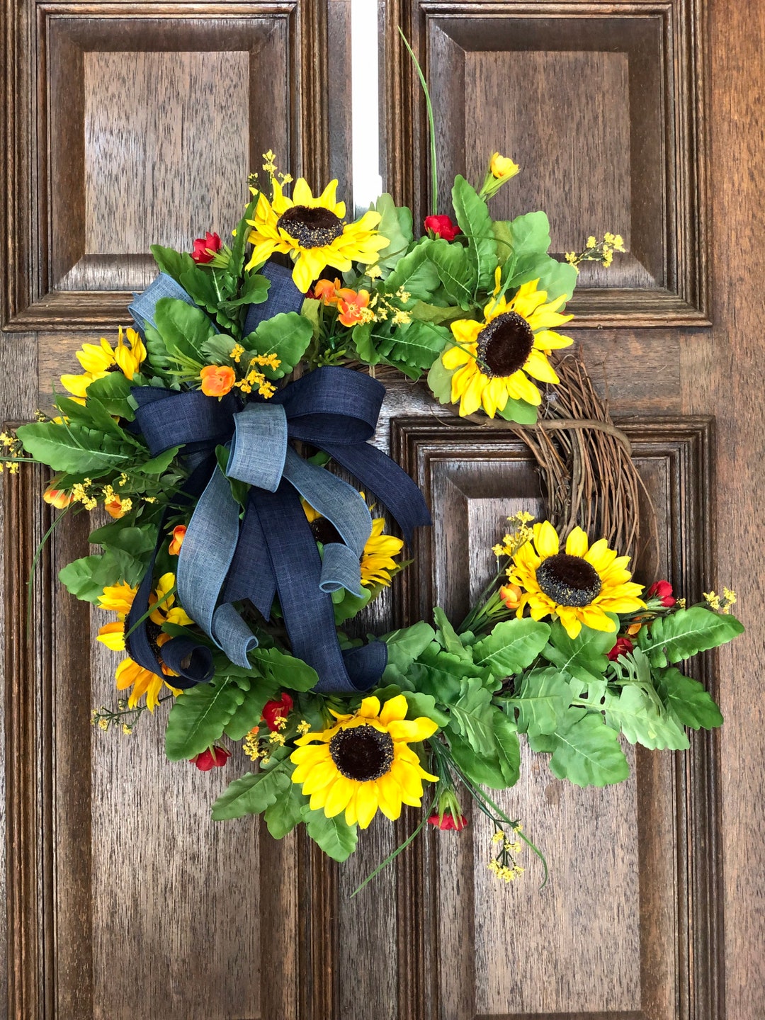 Sunflower Wreath for Front Door Yellow Sunflower Wreath Etsy