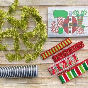 DIY Wreath Kit, Christmas Wreath Kit, Elf Wreath Kit, Cheetah Christmas, Deco Mesh Wreath, Beginner Wreath kit