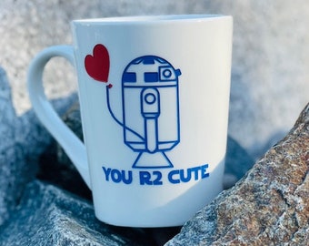 R2D2 Valentine Mug - Sandblast Etched Star Wars Gift