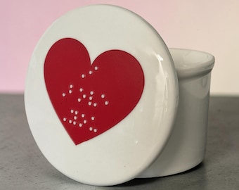 Tactile Braille I Love You Ceramic Jewelry Trinket Box; Braille Gift