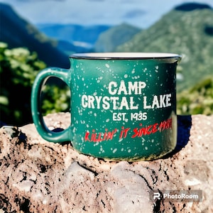 Camp Crystal Lake; Friday 13th Horror Film Engraved Mug; horror movie mug