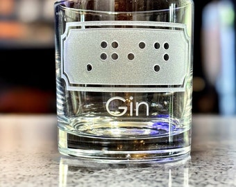 Braille rocks glass; gin; tactile braille; visually impaired glasses; artwork for blind