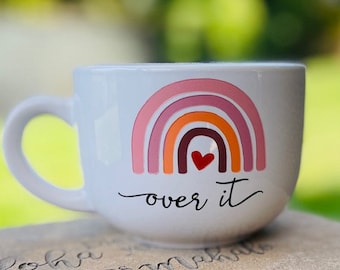 Boho Rainbow Mug; Over It Engraved Mug;
