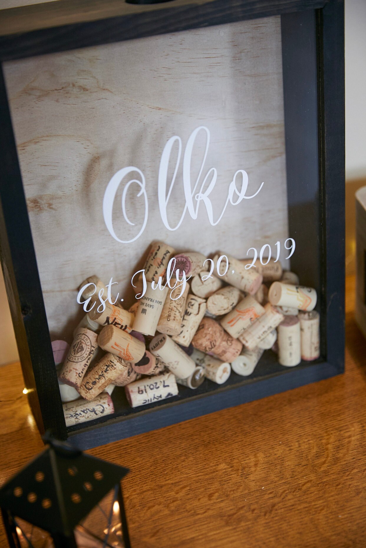 Wine Cork Holder Wood Guest Shadow Box Guest Book Etsy