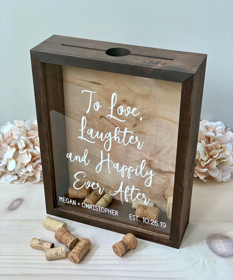 Wine Cork Holder Wood Guest Shadow Box Guest Book Etsy