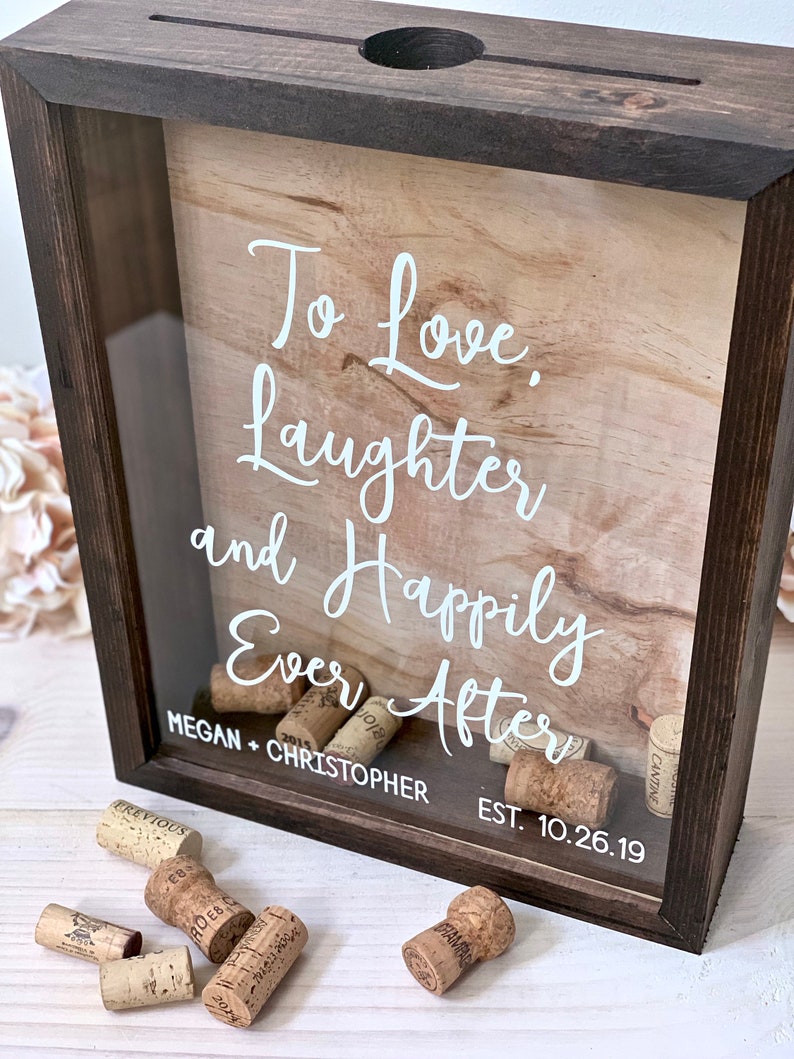 Wine Cork Holder Wood Guest Shadow Box Guest Book Etsy