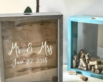 Wine Cork Holder | Wood Shadow Box Display | Memory Box | Housewarming | Bridal Shower Gift | Wedding Gift | Birthday Gift | Anniversary