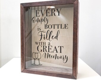Wine Cork Holder | Wood Framed Shadow Box | Housewarming | Wedding Cork Display Case |Bridal Shower | Rustic Decor Gift | Birthday Gift Idea