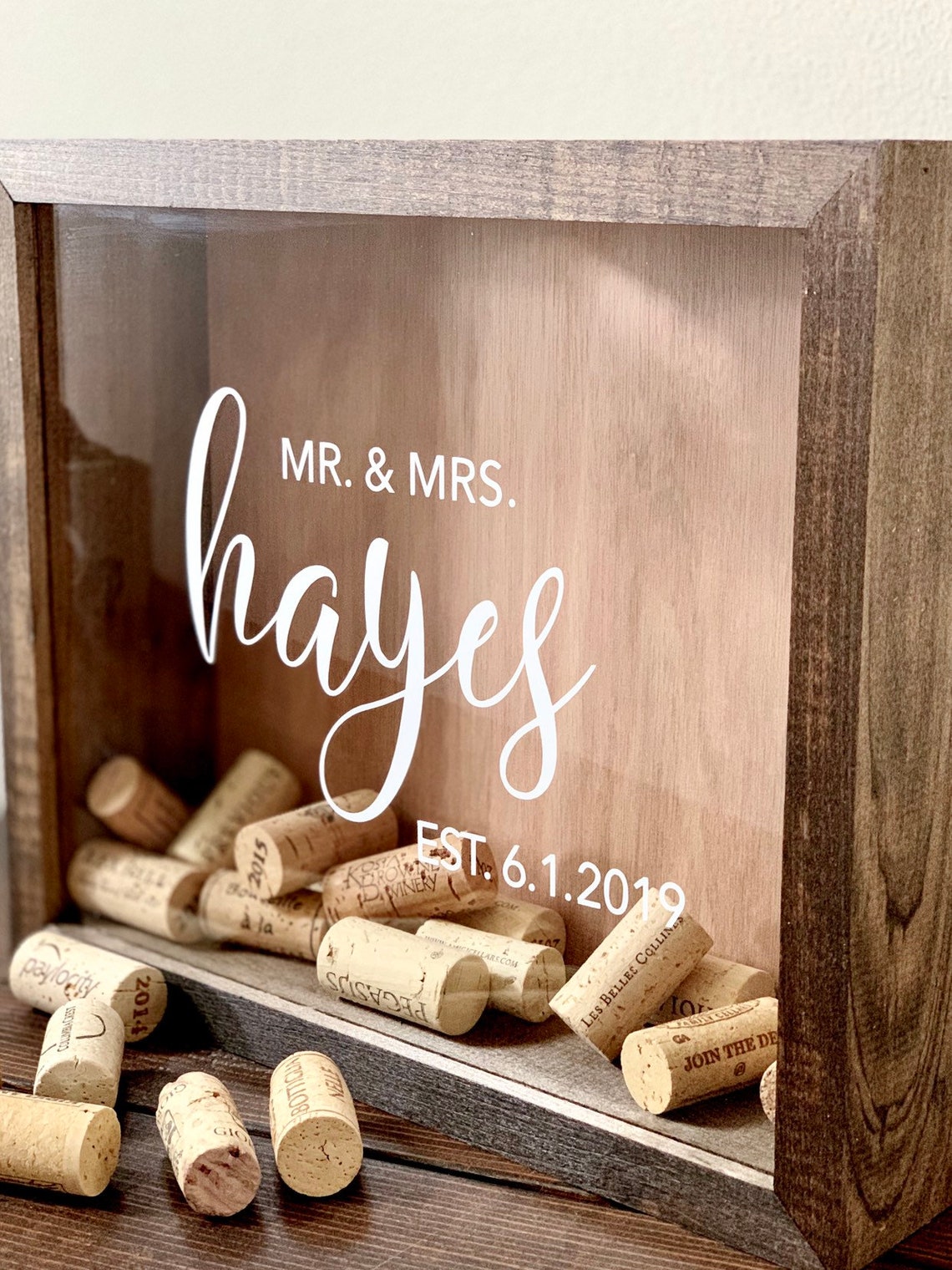 Wine Cork Holder Wood Guest Shadow Box Guest Book Etsy