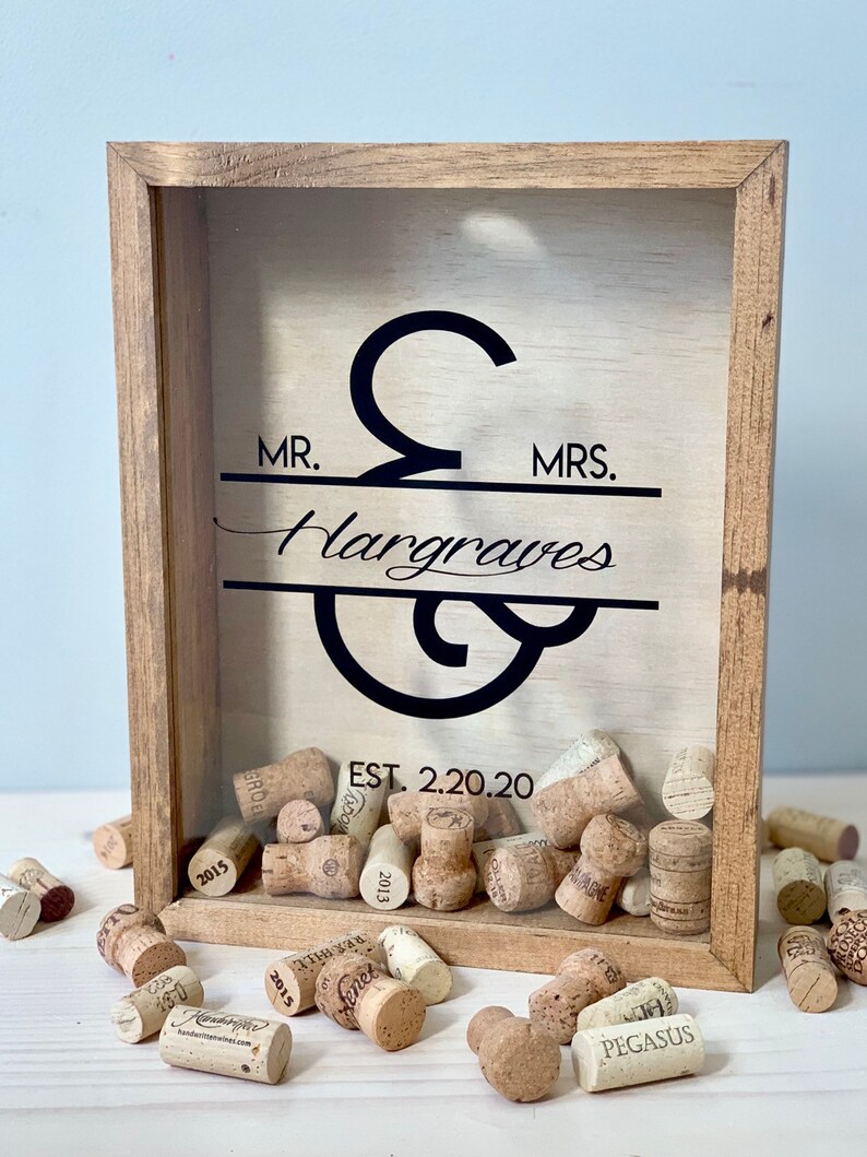 Wine Cork Holder Shadow Box Display Rustic Bridal Shower Etsy