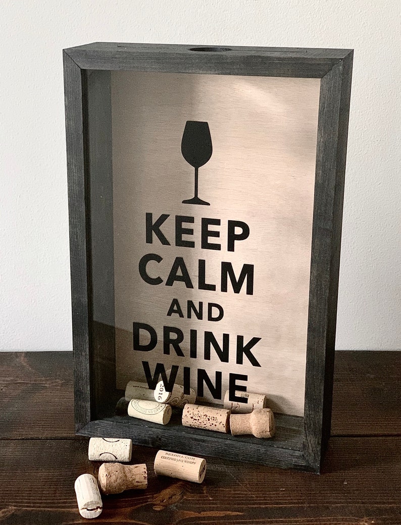 Wine Cork Holder Shadow Box Display Keep calm and drink wine Etsy