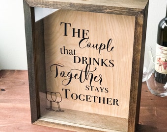 Wine Cork Holder | Wood Framed Shadow Box | Housewarming | Wedding Cork Display Case | Bridal Shower | Rustic Home Decor | Birthday Gift