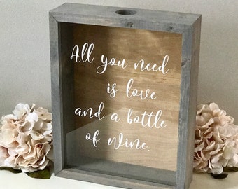 Wine Cork Holder | Wood Framed Shadow Box | Housewarming | Wedding Cork Display Case | Bridal Shower | Wedding Gift | Birthday Gift