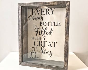 Wine Cork Holder | Wood Framed Shadow Box | Housewarming Gift | Wedding Gift | Bridal Shower Gift | Rustic Home Decor | Anniversary Gift